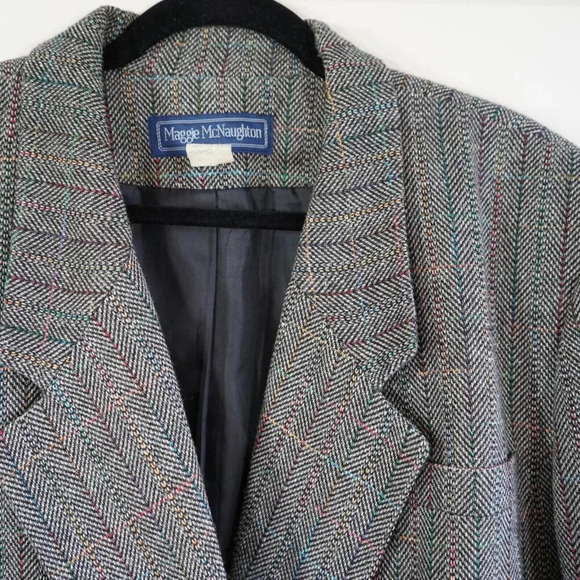Vtg Maggie McNaughton Blazer‎ Jacket Woman Plus 20W Tweed Wool Colorful - Picture 4 of 10
